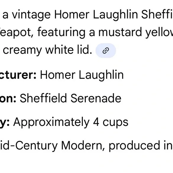 vintage Homer Laughlin Sheffield Serenade Teapot - Picture 5 of 5